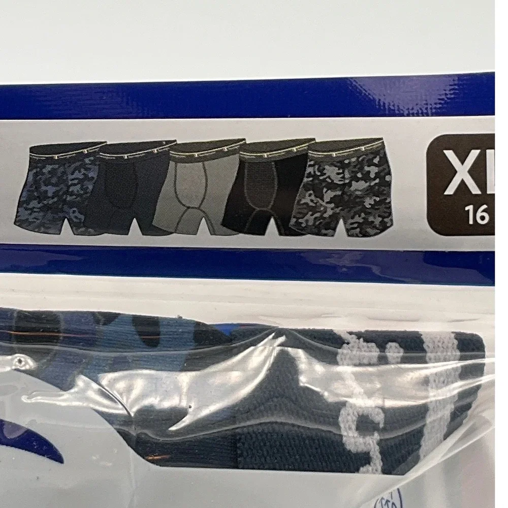 Champion Boys 5 Pack Performance Boxer Briefs XL 16 Blue Grey Camo